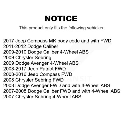 Cylindres de roue arrière et kit de roulement de moyeu pour Jeep Patriot Compass Dodge Caliber