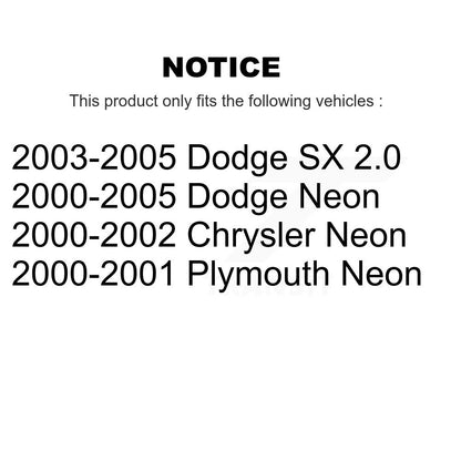 Cylindres de roue arrière et kit de roulement de moyeu pour Neon Dodge Chrysler Plymouth SX 2.