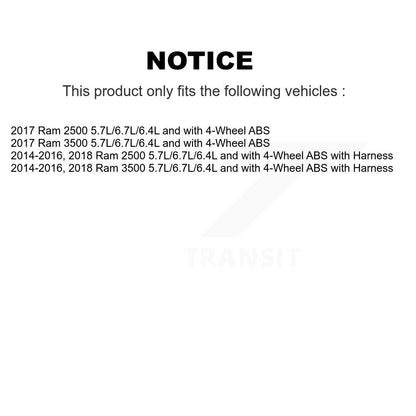 Kit de roulement de moyeu de roue avant et capteur ABS supplémentaire pour Ram 2500 3500 K7S-100064