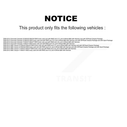 Kit de roulement de moyeu de roue avant et capteur ABS pour Chevrolet Colorado GMC Canyon