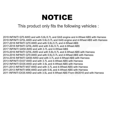 Kit de capteur de roulement de moyeu de roue avant, pour INFINITI QX50 EX35 EX37 M37 Q70 Q70L M56