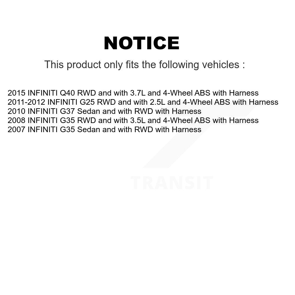 Kit de capteur ABS de roulement de moyeu de roue avant pour INFINITI G35 G37 G25 Q40 avec Harnes
