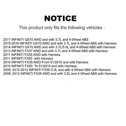 Kit de roulement de moyeu de roue avant et capteur ABS pour INFINITI FX35 QX70 FX50 FX37