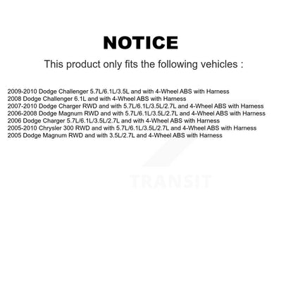 Kit de capteur ABS de roulement de moyeu de roue avant, pour Dodge Chrysler 300 Charger Challenge