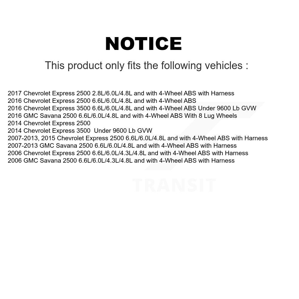 Kit de roulement de moyeu de roue avant et capteur supplémentaire pour Chevrolet Express 2500 GMC Savan