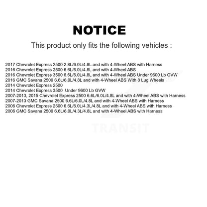 Kit de roulement de moyeu de roue avant et capteur supplémentaire pour Chevrolet Express 2500 GMC Savan