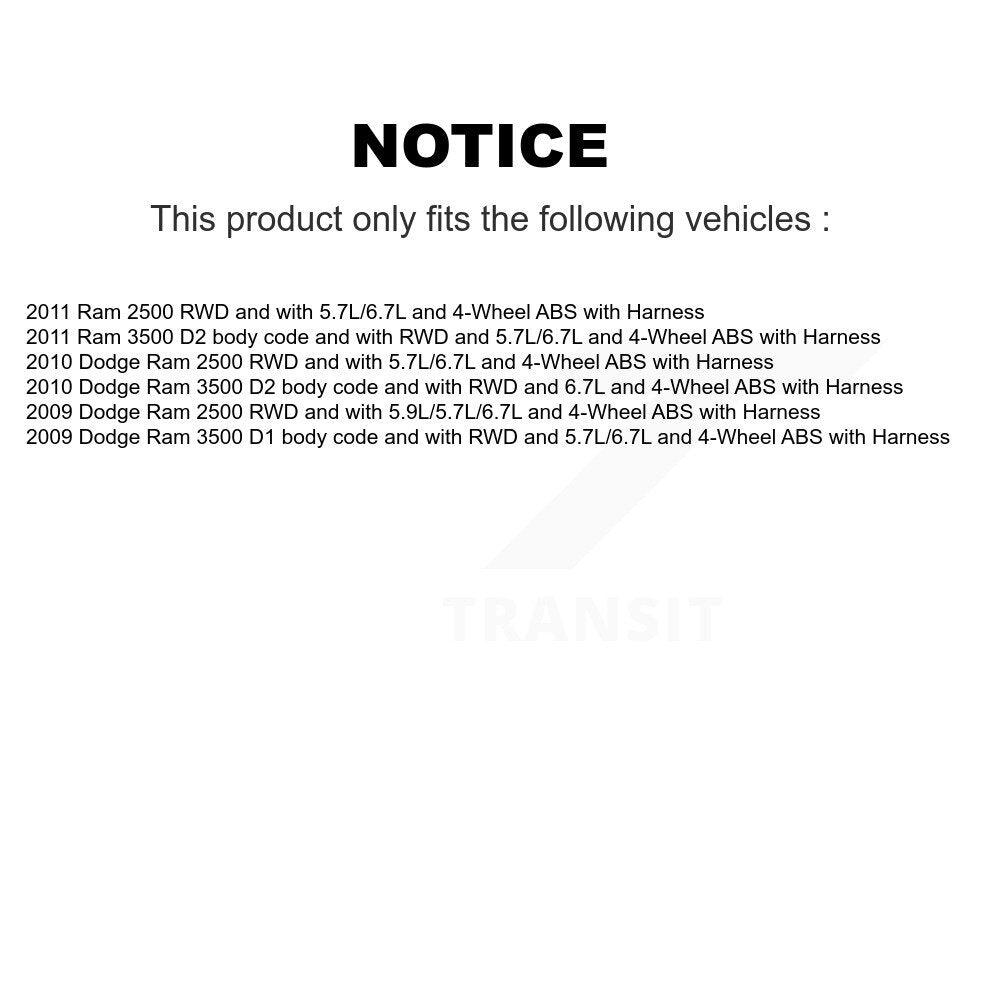 Kit de roulement de moyeu de roue avant et capteur supplémentaire pour Dodge Ram 2500 3500 avec harnais