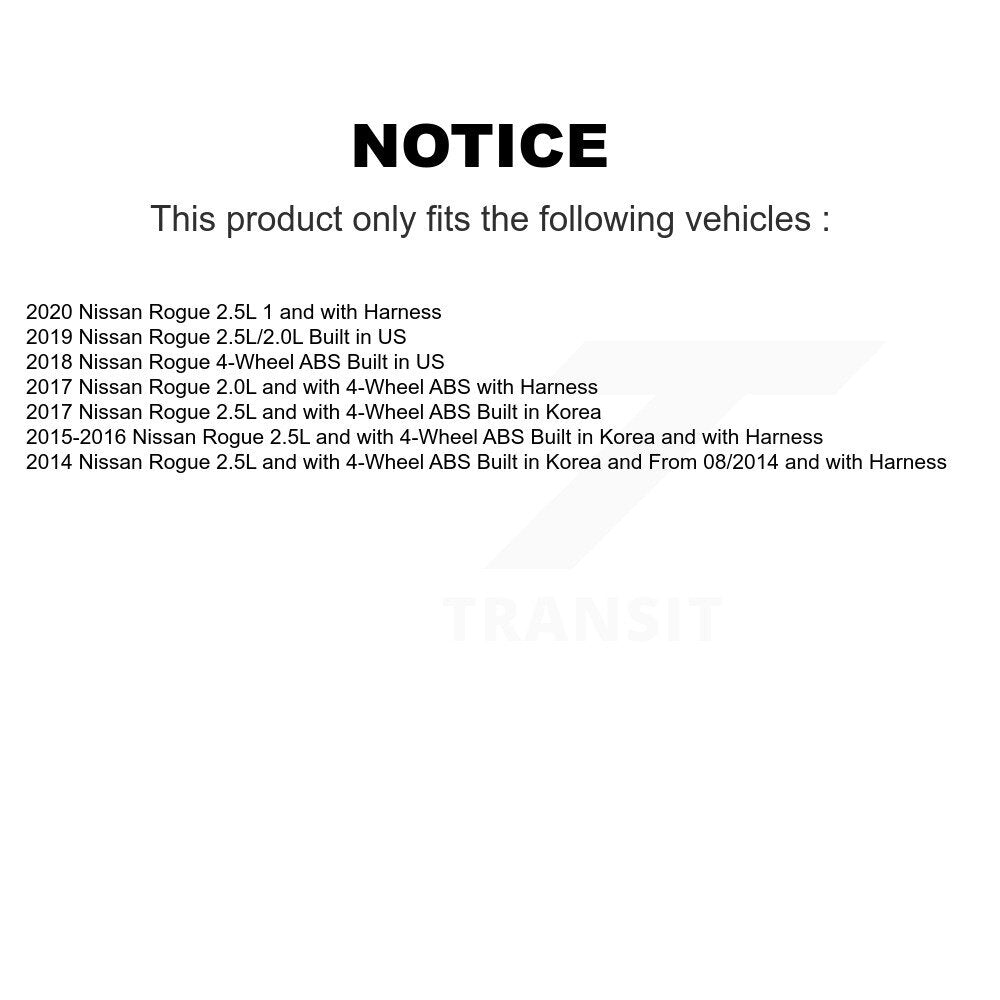 Kit de roulement de moyeu de roue avant et de capteur ABS pour Nissan Rogue K7S-100137