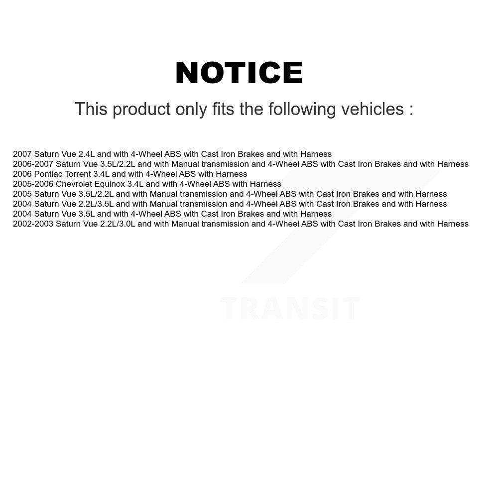 Kit de roulement de moyeu de roue avant et capteur ABS supplémentaire pour Saturn Vue Chevrolet Equinox