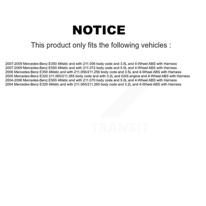 Kit de roulement de roue avant et capteur ABS pour Mercedes-Benz E350 E320 E500 E550