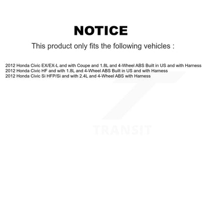 Kit de roulement de moyeu de roue arrière et capteur ABS pour Honda Civic K7S-100372