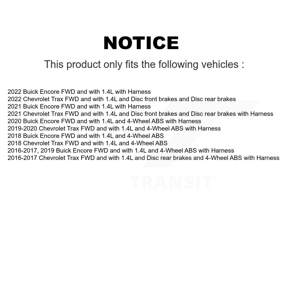 Kit de roulement de moyeu de roue arrière et capteur ABS supplémentaire pour Buick Encore Chevrolet Trax