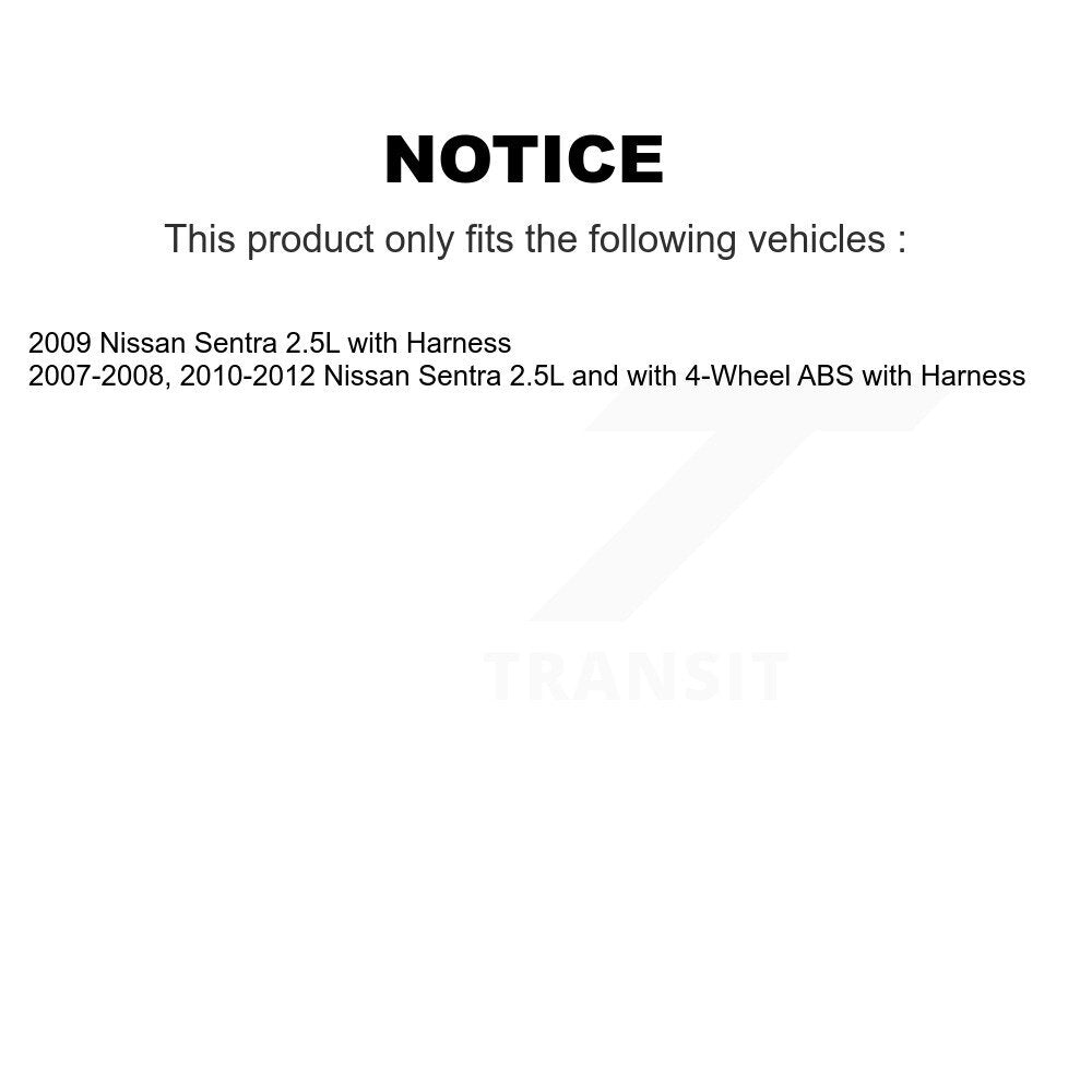 Kit de roulement de moyeu de roue arrière et capteur ABS pour Nissan Sentra avec harnais