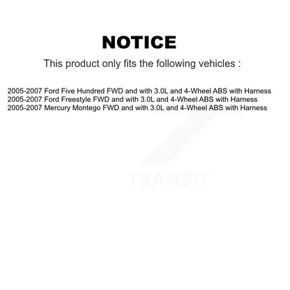 Kit de roulement de moyeu de roue arrière et capteur ABS pour Ford Five Hundred Freestyle Mercury
