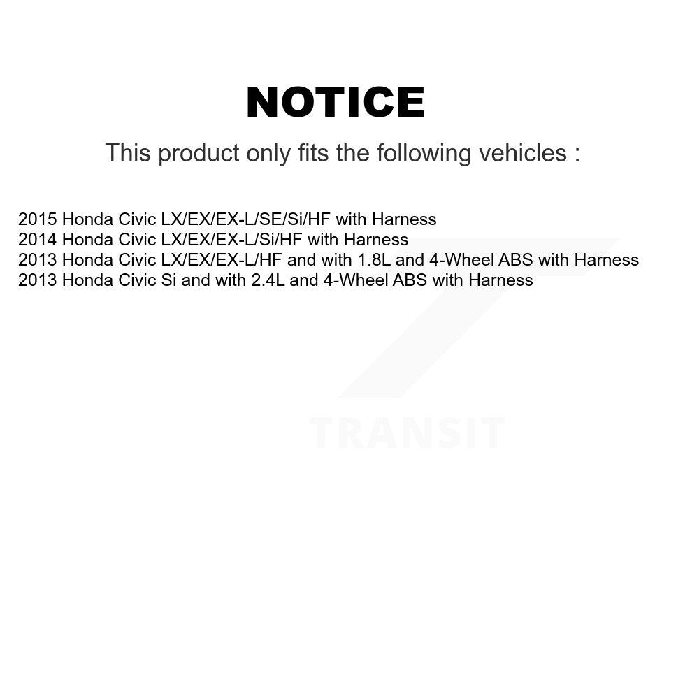 Kit de roulement de moyeu de roue arrière et capteur ABS pour Honda Civic avec harnais