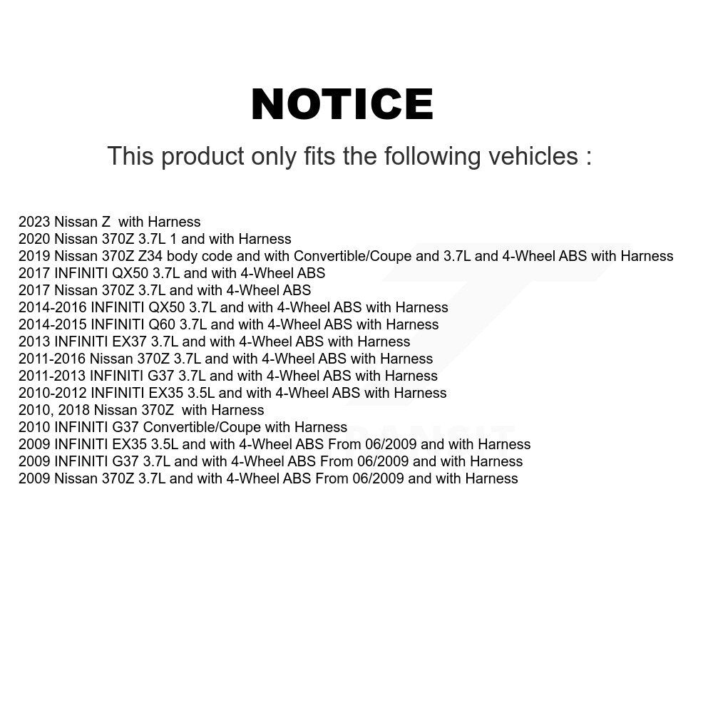 Kit de capteur de roulement de moyeu de roue arrière, pour INFINITI G37 QX50 Nissan 370Z EX35 EX37 Z