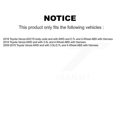 Kit de roulement de moyeu de roue arrière et capteur ABS pour Toyota Venza avec harnais