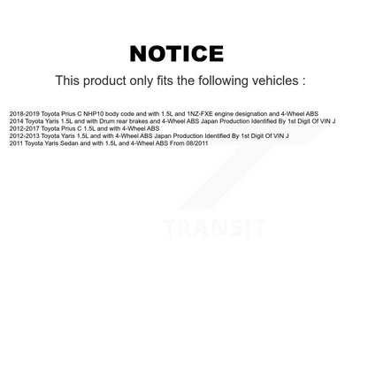 Kit de roulement de moyeu de roue arrière et capteur ABS supplémentaire pour Toyota Yaris Prius C