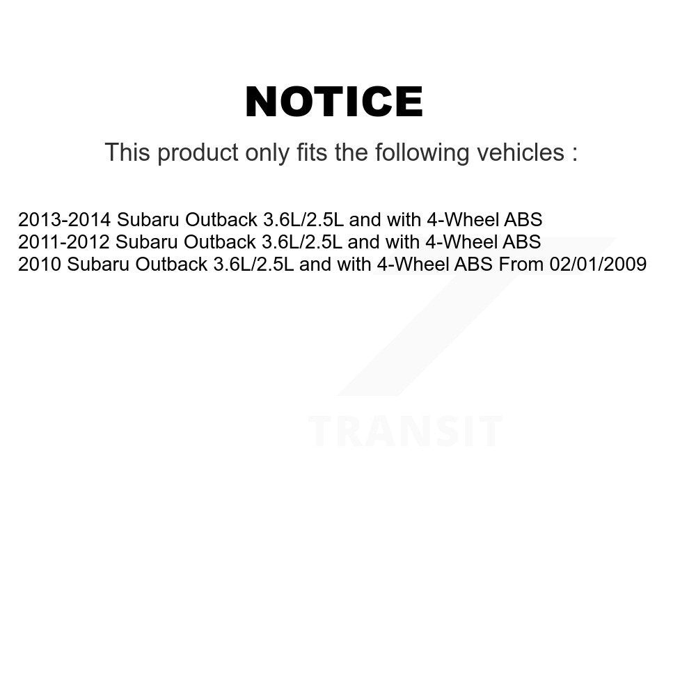 Kit de capteur de roulement de moyeu de roue arrière, pour Subaru Outback 3,6l 2,5l avec ABS à 4 roues