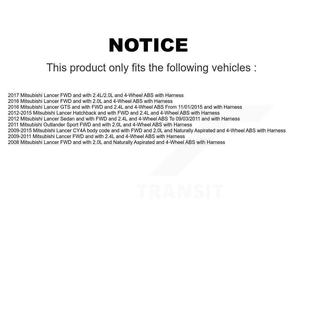 Kit de roulement de moyeu de roue arrière et capteur ABS pour Mitsubishi Lancer Outlander Sport