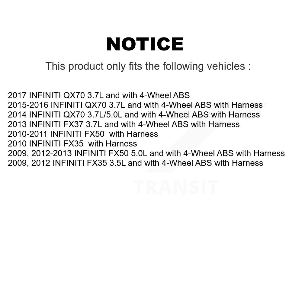 Kit de roulement de moyeu de roue arrière et capteur ABS pour INFINITI FX35 QX70 FX50 FX37