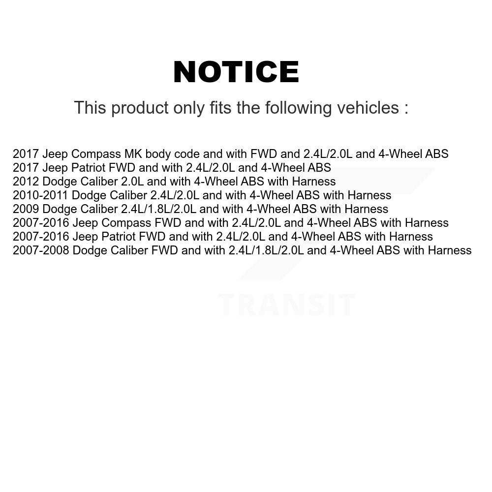 Kit de roulement de moyeu de roue arrière et capteur ABS, pour Jeep Patriot Compass Dodge Calibe