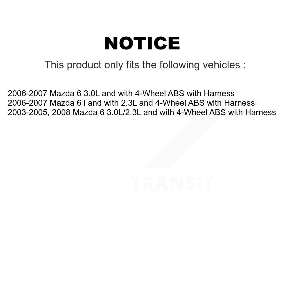 Kit de roulement de moyeu de roue arrière et capteur ABS pour Mazda 6 avec harnais K7S-100917