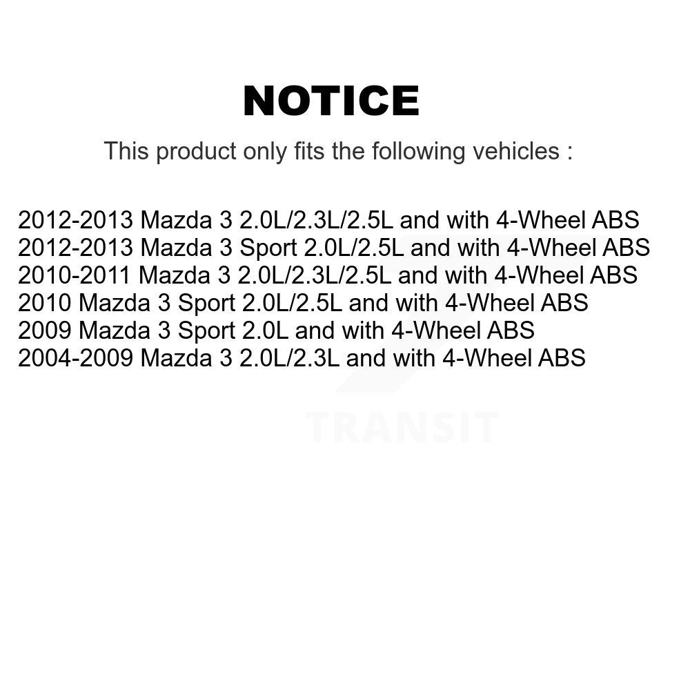 Kit de roulement de moyeu de roue arrière et capteur ABS pour Mazda 3 Sport K7S-100946