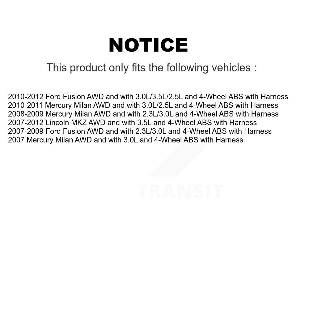 Kit de roulement de roue arrière et capteur ABS, pour Ford Fusion Lincoln MKZ Mercury Milan