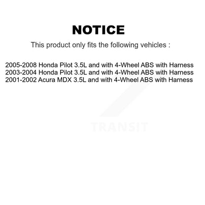 Kit de roulement et de capteurs de roue arrière pour Honda Pilot Acura MDX 3,5 L avec ABS à 4 roues