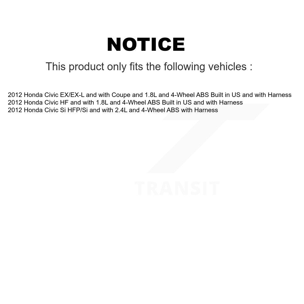 Kit de roulement de moyeu de roue arrière et capteur ABS pour Honda Civic K7S-101023