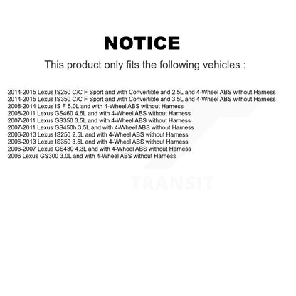 Kit de capteur de roulement de moyeu de roue arrière, pour Lexus IS250 IS350 GS350 GS300 IS F GS450h