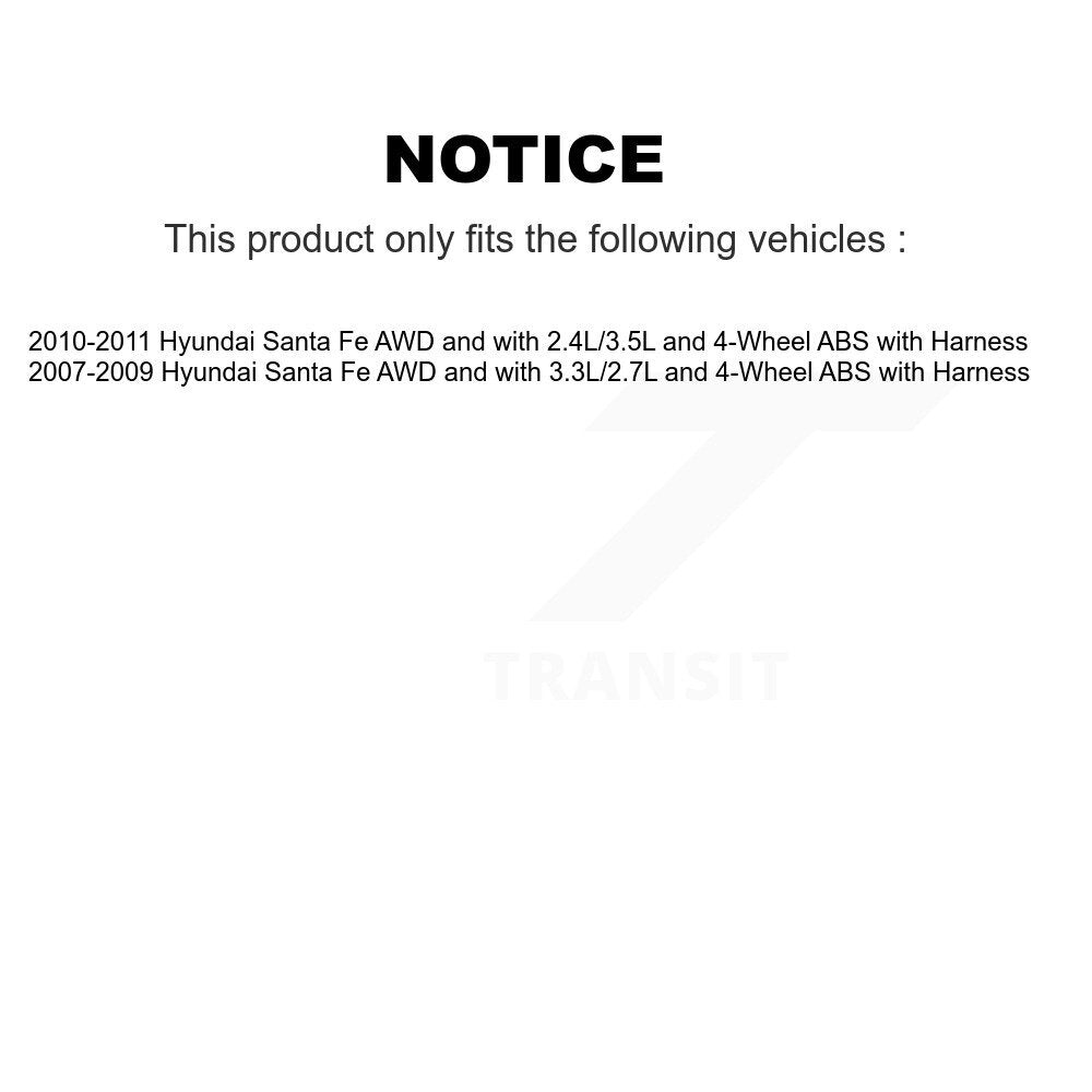 Kit de roulement de moyeu de roue arrière et capteur ABS pour Hyundai Santa Fe avec harnais