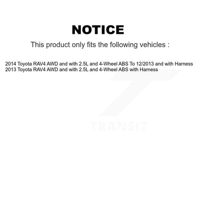 Kit de capteur ABS de roulement de moyeu de roue arrière, pour Toyota RAV4 AWD avec 4 roues de 2,5 l