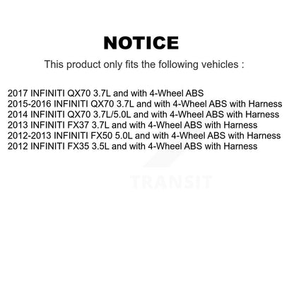 Kit de roulement de moyeu de roue arrière et capteur ABS pour INFINITI QX70 FX35 FX37 FX50