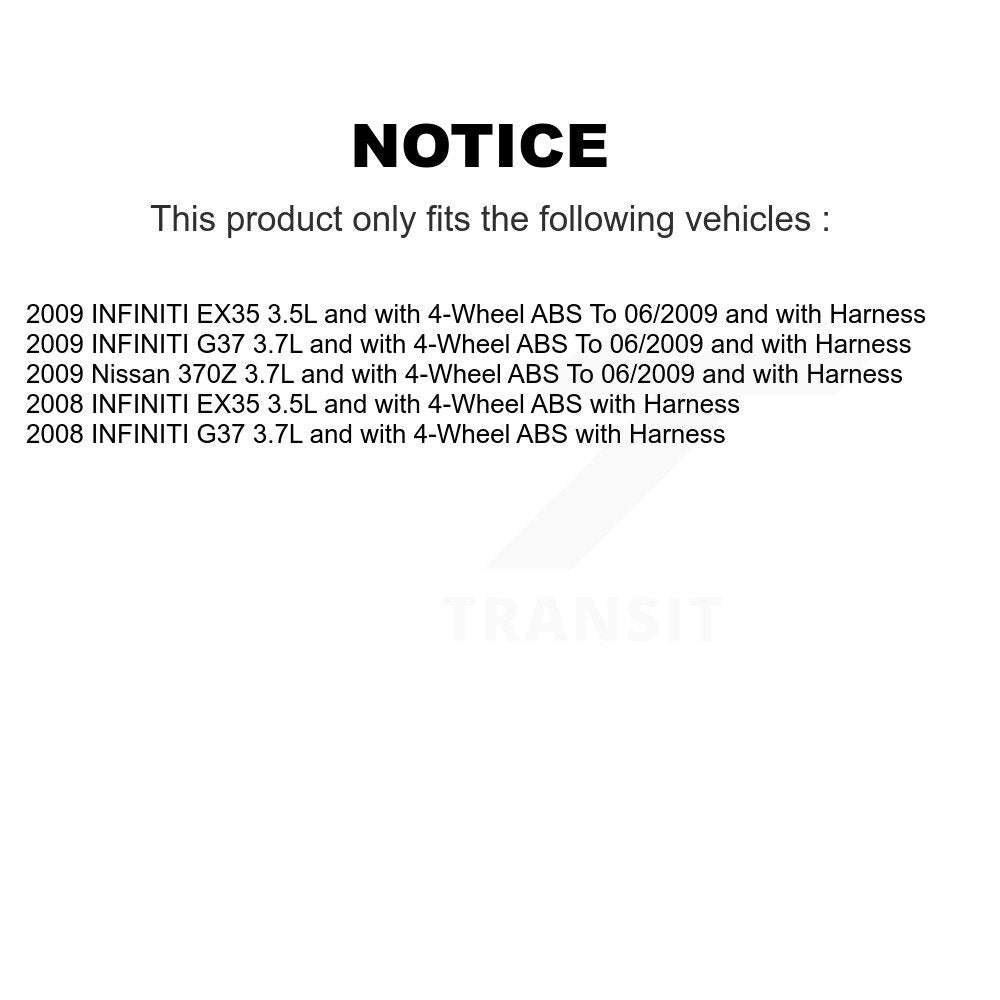 Kit de roulement de moyeu de roue arrière et capteur ABS pour INFINITI G37 EX35 Nissan 370Z