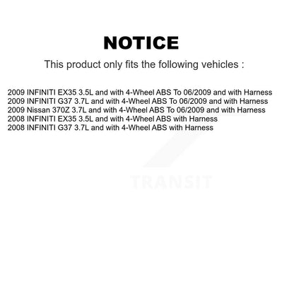 Kit de roulement de moyeu de roue arrière et capteur ABS pour INFINITI G37 EX35 Nissan 370Z