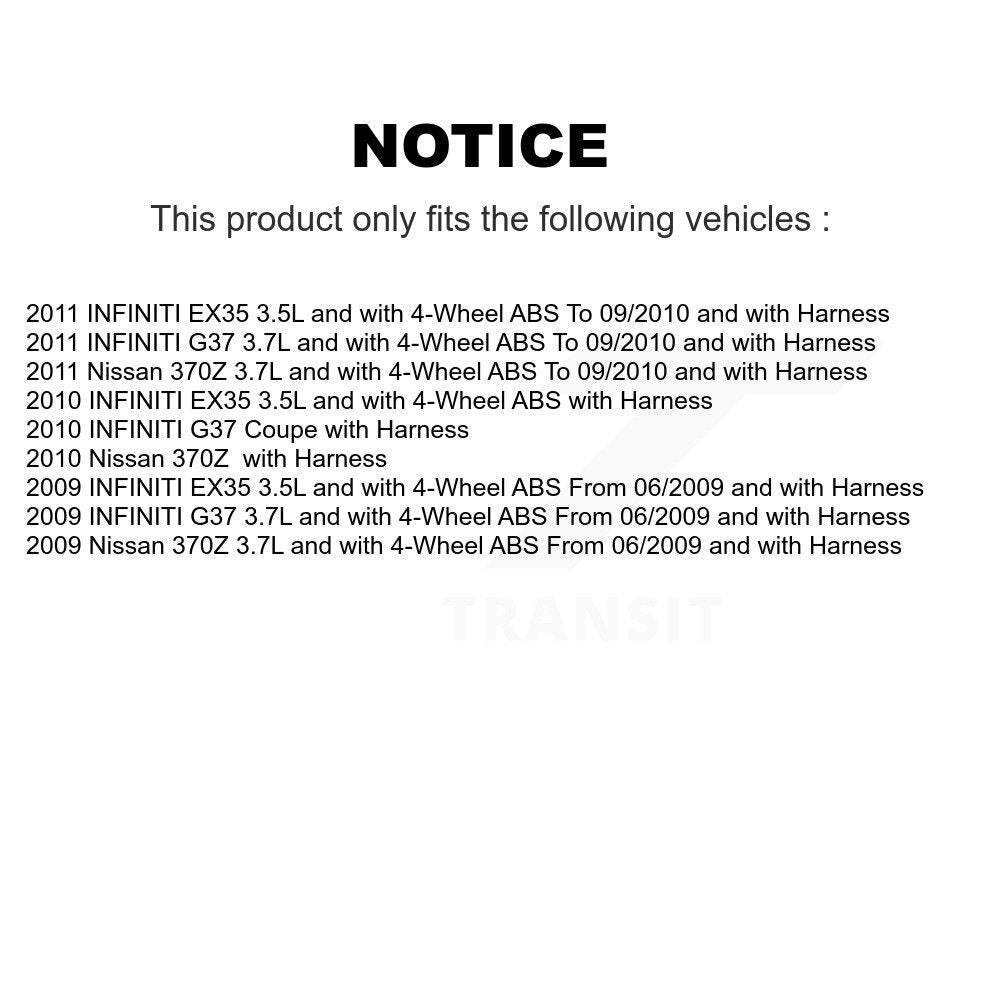 Kit de roulement de moyeu de roue arrière et capteur ABS pour INFINITI G37 EX35 Nissan 370Z