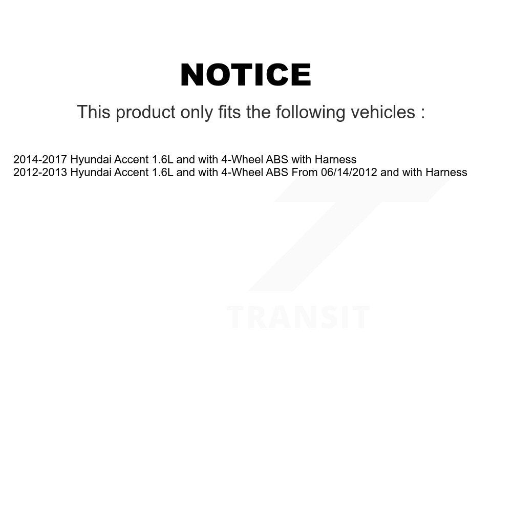 Kit de roulement de moyeu de roue arrière et capteur ABS pour Hyundai Accent 1,6 l avec 4 roues