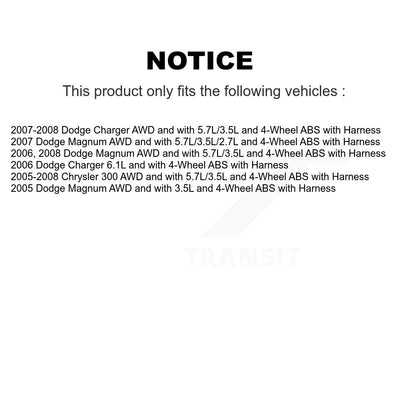 Kit de roulement de moyeu de roue arrière et capteur ABS pour Chrysler 300 Dodge Charger Magnum