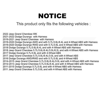 Kit de roulement de roue arrière et capteur ABS pour Jeep Grand Cherokee Dodge Durango WK