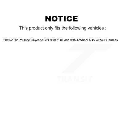 Kit de capteurs ABS de roulement de roue arrière pour Porsche Cayenne 2011 – 2012 sans harnais