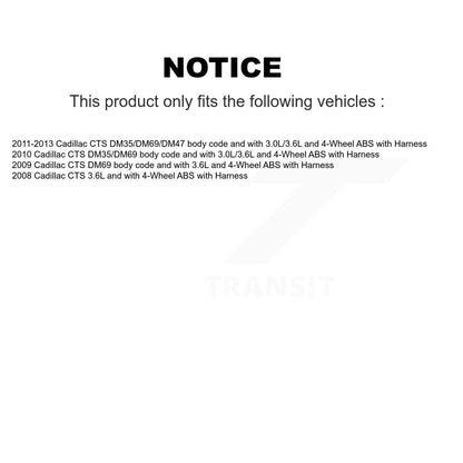 Kit de roulement de moyeu de roue arrière et capteur ABS pour Cadillac CTS avec harnais