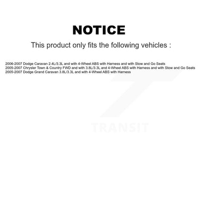 Kit de roulement de moyeu de roue arrière et capteur ABS pour Dodge Grand Caravan Chrysler Town