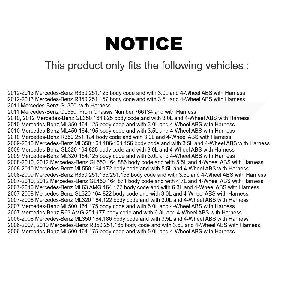 Kit de capteur de roulement de roue arrière, pour mercedes-benz ML350 ML320 GL350 R350 GL320 AM