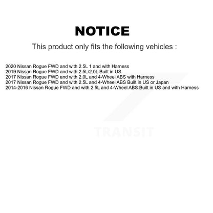 Kit de roulement de moyeu de roue arrière et de capteur ABS pour Nissan Rogue K7S-101524