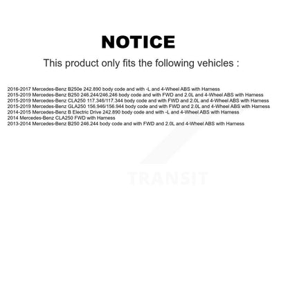 Kit de roulement et capteur de moyeu de roue arrière, pour Mercedes-Benz GLA250 CLA250 B250 B Drive