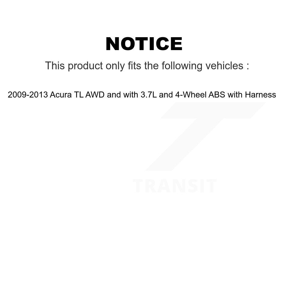 Kit de roulement et capteur de moyeu de roue arrière pour Acura TL AWD 09-13 avec 3,7 L 4 roues AB