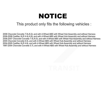 Kit de capteurs ABS supplémentaires, roulement de moyeu de roue arrière, pour Chevrolet Corvette Cadillac XLR