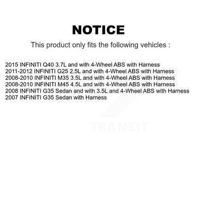 Kit de capteur de roulement de moyeu de roue arrière pour INFINITI G35 G25 M35 M45 Q40 avec harnais